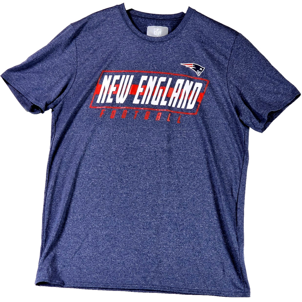 New England Patriots Football NFL Men's T Shirt Grey Blue Crew Neck Size Medium